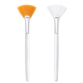 img 4 attached to 2-Pack Facial Fan Brushes, Gentle Makeup Mask Applicator Tools for Glycolic Acid Peel Mask Cosmetic
