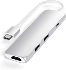 img 3 attached to 🔌 Satechi Slim Aluminum Type-C Multi-Port Adapter: USB-C Pass-Through, 4K HDMI, USB 3.0 - Compatible with MacBook Air, iPad Pro, MacBook Pro (Silver)