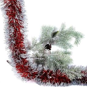 img 1 attached to 🎄 Alonsoo 3Pcs x 6.6ft Christmas Tinsel Garland - Classic Sparkly Red Decorations for a Festive Holiday Atmosphere