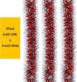 img 3 attached to 🎄 Alonsoo 3Pcs x 6.6ft Christmas Tinsel Garland - Classic Sparkly Red Decorations for a Festive Holiday Atmosphere