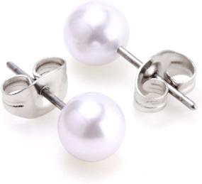 img 3 attached to CrazyPiercing 5 Pairs Stud Pearl Earrings – Assorted Sizes Ball Stud Earrings Set, 4mm-8mm Round Ball Stainless Steel Earrings Pin