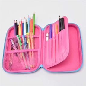 img 1 attached to Blue Pencil Case: Big Capacity Multi Compartment Stationery Box with Anti-Shock Design, 3D Dinosaur Embossed Pen Box for Girls, Kids, Teens, and Adults