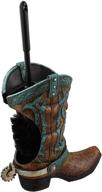 🤠 stylish western-themed toilet bowl cleaner: decorative cowboy boot with spur brush & holder set logo