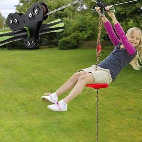 img 4 attached to 🎢 DEDAYL 100ft Zip Line Kit for Kids and Adults - Stainless Steel Spring Brake, Seat Included - Backyard Ziplines for Fun and Play