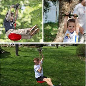 img 2 attached to 🎢 DEDAYL 100ft Zip Line Kit for Kids and Adults - Stainless Steel Spring Brake, Seat Included - Backyard Ziplines for Fun and Play