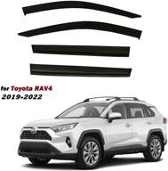 🚘 black side window vent visor rain guards for toyota rav4 2019-2022 - 4 piece set logo