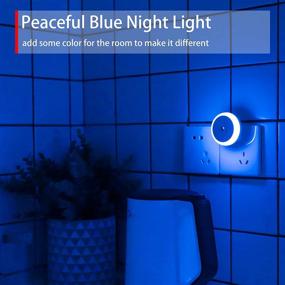 img 1 attached to 💡 Blue Night Light Plug-in - Dusk to Dawn Sensor, Energy Efficient Soft Glow - 2 Pack