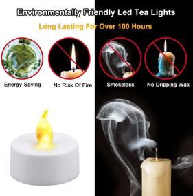 img 1 attached to 🕯️ Eloer Tea Lights Flameless LED Tea Lights Candles 100 Pack: Flickering Warm Yellow, Battery-Powered for 100+ Hours! Perfect for Parties, Weddings, Birthdays, Gifts, and Home Decor