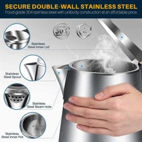 img 2 attached to 🔥 Secura Double Wall Stainless Steel Electric Kettle Water Heater - Ideal for Tea and Coffee with Auto Shut-Off and Boil-Dry Protection, 1.5L/1.6Qt, Black