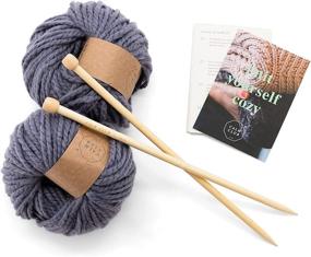 img 4 attached to 🧶 Mindful Comfort Blanket Knitting Kit - Chunky Knit Set with 7 Balls of Yarn, Bamboo Needles, and Knitting Guide - Ideal Relaxation and Mindfulness Gift for Women