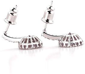 img 2 attached to 💎 Stunning Platinum Plated Cubic Zirconia Earrings - Halo Drop & Stud Collection