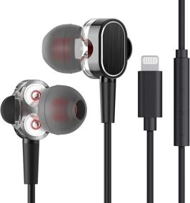 img 4 attached to 🎧 FAPO Lightning Earbuds, Quad Drivers Wired in-Ear Earphones with Microphone and Volume Control, MFi Certified, Noise Isolation Headphones for iPhone 13 iPhone 12 11 XR XS 8P 7P -All iOS System (Black)