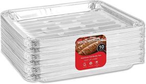 img 4 attached to 10-Pack Disposable Aluminum Foil Broiler Pans: Durable Drip Pans for Oven & BBQ Grill Texture - 13x9 Inch Broiler Pan