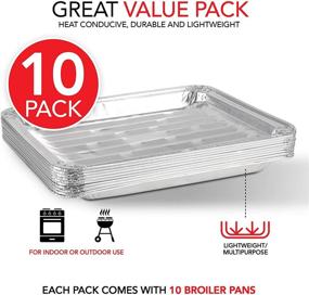 img 3 attached to 10-Pack Disposable Aluminum Foil Broiler Pans: Durable Drip Pans for Oven & BBQ Grill Texture - 13x9 Inch Broiler Pan