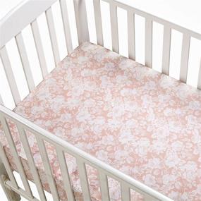 img 3 attached to Brandream Peach Rose Print Crib Sheets - Floral Nursery Bed Sheets, Soft 100% Cotton for Toddler and Crib Mattress - Gender-Neutral Design