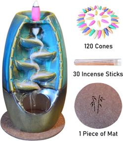 img 3 attached to 🍃 Ceramic Backflow Incense Burner: Decorative Holder for Aromatherapy & Environment Cleansing with Bonus Cones, Sticks, and Mat