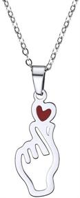 img 4 attached to Personalized Finger Heart Kpop BTS Love Necklace, Stainless Steel COMTRUDE Charm Love Yourself Pendant