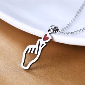 img 2 attached to Personalized Finger Heart Kpop BTS Love Necklace, Stainless Steel COMTRUDE Charm Love Yourself Pendant