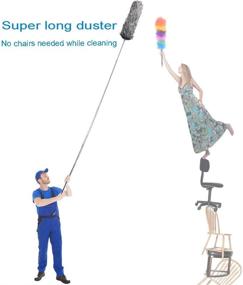 img 2 attached to 🧹 Flexible and Extendable Microfiber Duster with Extension Pole - Reaches up to 100 Inches! Ideal for Cleaning Ceiling Fans, Furniture, Keyboards, and Cobwebs - LECAMEBOR