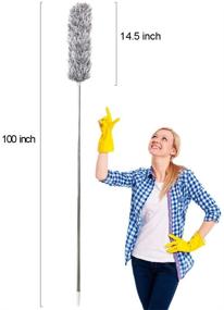 img 3 attached to 🧹 Flexible and Extendable Microfiber Duster with Extension Pole - Reaches up to 100 Inches! Ideal for Cleaning Ceiling Fans, Furniture, Keyboards, and Cobwebs - LECAMEBOR