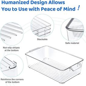 img 1 attached to 8-Pack Clear Plastic Refrigerator Organizer Bins with Handles - Eco-Friendly Pantry Storage for Fridge, Freezer, Kitchen, Cabinets, Countertops