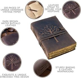 img 2 attached to 📚 Tree of Life Vintage Leather Journal - Embossed Leather Bound Sketchbook with Antique Paper - Ideal for Drawing, Sketching, and Writing - 240 Pages