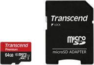 💾 high-speed transcend 64gb microsdxc class10 uhs-1 memory card: 90 mb/s (ts64gusdu1) logo