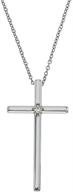 💎 small cross necklace for girls in 14k white gold with genuine diamond accent logo