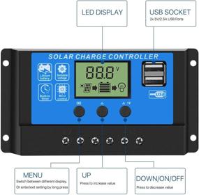 img 2 attached to ⚡️ Flexzion с контроллером заряда солнечной энергии PWM и ЖК-дисплеем (30А ампер 12/24 вольта) - Регулятор с множеством функций, регулирующий нагрузку, зарядное устройство для батарей, таймер уличного освещения - Двойной USB-порт для солнечной панели и возобновляемых источников энергии.