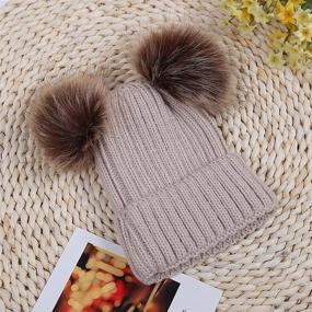 img 2 attached to Kids Baby Toddler Cable Knit Winter Hat Beanie with Pom Pom Ears - KPWIN Children's