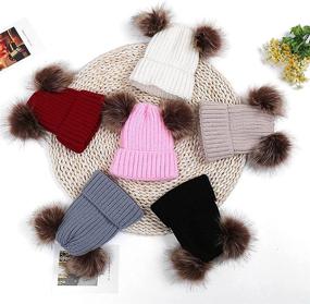 img 1 attached to Kids Baby Toddler Cable Knit Winter Hat Beanie with Pom Pom Ears - KPWIN Children's