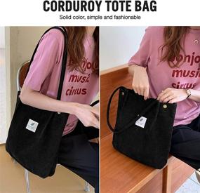 img 2 attached to 👜 Corduroy Women's Tote Bags with Inner Pocket – Ideal for Work, Beach, Lunch, Travel, Shopping – Versatile Shopper Handbags