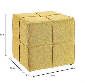 img 3 attached to 🛋️ FIRST HILL FHW Delicate Square Bean Bag Ottoman, Light Yellow: Stylish Comfort for Ultimate Relaxation