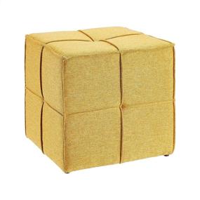 img 4 attached to 🛋️ FIRST HILL FHW Delicate Square Bean Bag Ottoman, Light Yellow: Stylish Comfort for Ultimate Relaxation