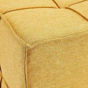 img 2 attached to 🛋️ FIRST HILL FHW Delicate Square Bean Bag Ottoman, Light Yellow: Stylish Comfort for Ultimate Relaxation