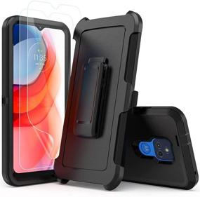 img 3 attached to 📱 TENCO Heavy Duty Rugged Shockproof Full Body Protection Case with Belt Clip Holster for Moto G Play 2021 - Compatible and includes Screen Protectors