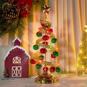 img 1 attached to 🎄 15-Inch Red, Green, and Gold Varmax Mini Prelit Helical Tabletop Christmas Tree