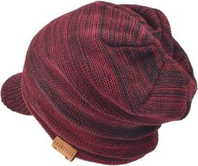 img 2 attached to 🧢 Ruphedy Men's Knit Winter Visor Beanie Cap with Thick Fleece Brim B5042