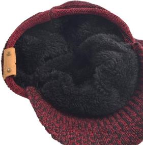 img 1 attached to 🧢 Ruphedy Men's Knit Winter Visor Beanie Cap with Thick Fleece Brim B5042