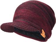 🧢 ruphedy men's knit winter visor beanie cap with thick fleece brim b5042 logo