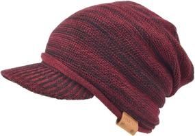 img 3 attached to 🧢 Ruphedy Men's Knit Winter Visor Beanie Cap with Thick Fleece Brim B5042