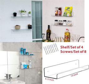 img 3 attached to 🛀 Cq Acrylic 15" Invisible Acrylic Floating Wall Ledge Shelf Set of 4 - Versatile Nursery, Kitchen, Bathroom Storage Shelves Organizers