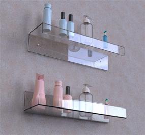 img 2 attached to 🛀 Cq Acrylic 15" Invisible Acrylic Floating Wall Ledge Shelf Set of 4 - Versatile Nursery, Kitchen, Bathroom Storage Shelves Organizers