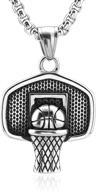 🏀 hzman stainless steel basketball backboard & rim pendant necklace - i can do all things strength bible verse logo