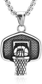 img 4 attached to 🏀 HZMAN Stainless Steel Basketball Backboard & Rim Pendant Necklace - I CAN DO All Things Strength Bible Verse