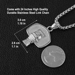 img 2 attached to 🏀 HZMAN Stainless Steel Basketball Backboard & Rim Pendant Necklace - I CAN DO All Things Strength Bible Verse