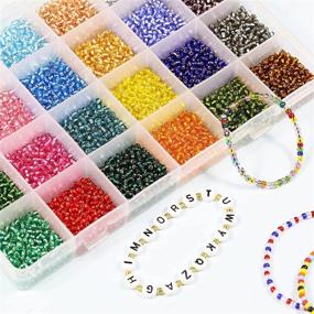 img 1 attached to 📿 Bala&amp;Fillic 8/0 Glass Seed Beads Transparent Silver Lined - 7200pcs in Box, 24 Multicolor Assortment, 3mm Seed Beads for Jewelry Making - 24 Colors