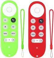 📺 glow in the dark silicone remote case skin replacement for chromecast with google tv 2020 control - 2-pack sleeve with lanyard in green and red logo