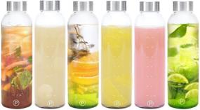 img 4 attached to Pratico Kitchen 18 oz. Leak-Proof Glass Bottles – Clear Juice, Water, and Beverage Containers – 6-Pack