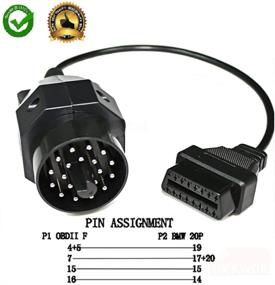 img 2 attached to 🔌 20-пиновый адаптерный кабель OBD2 соединитель к 16-пиновому разъёму для E31 E32 E34 E36 E39 E38 E53 X5 Z3 - Кабель адаптера с противоотрывным разъёмом